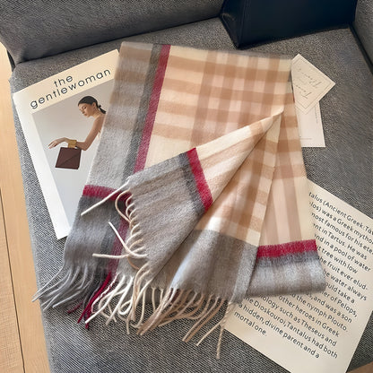 Stylish British Checked Cashmere Women's Winter Scarf - Victoria-A-Nora Luxe