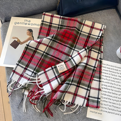 Stylish British Checked Cashmere Women's Winter Scarf - Victoria-C-Nora Luxe
