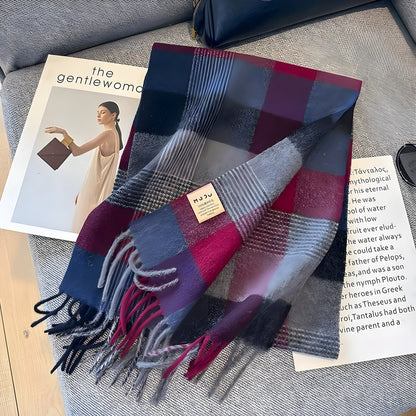 Stylish British Checked Cashmere Women's Winter Scarf - Victoria-D-Nora Luxe