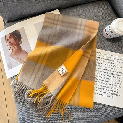 Stylish British Checked Cashmere Women's Winter Scarf - Victoria-L-Nora Luxe
