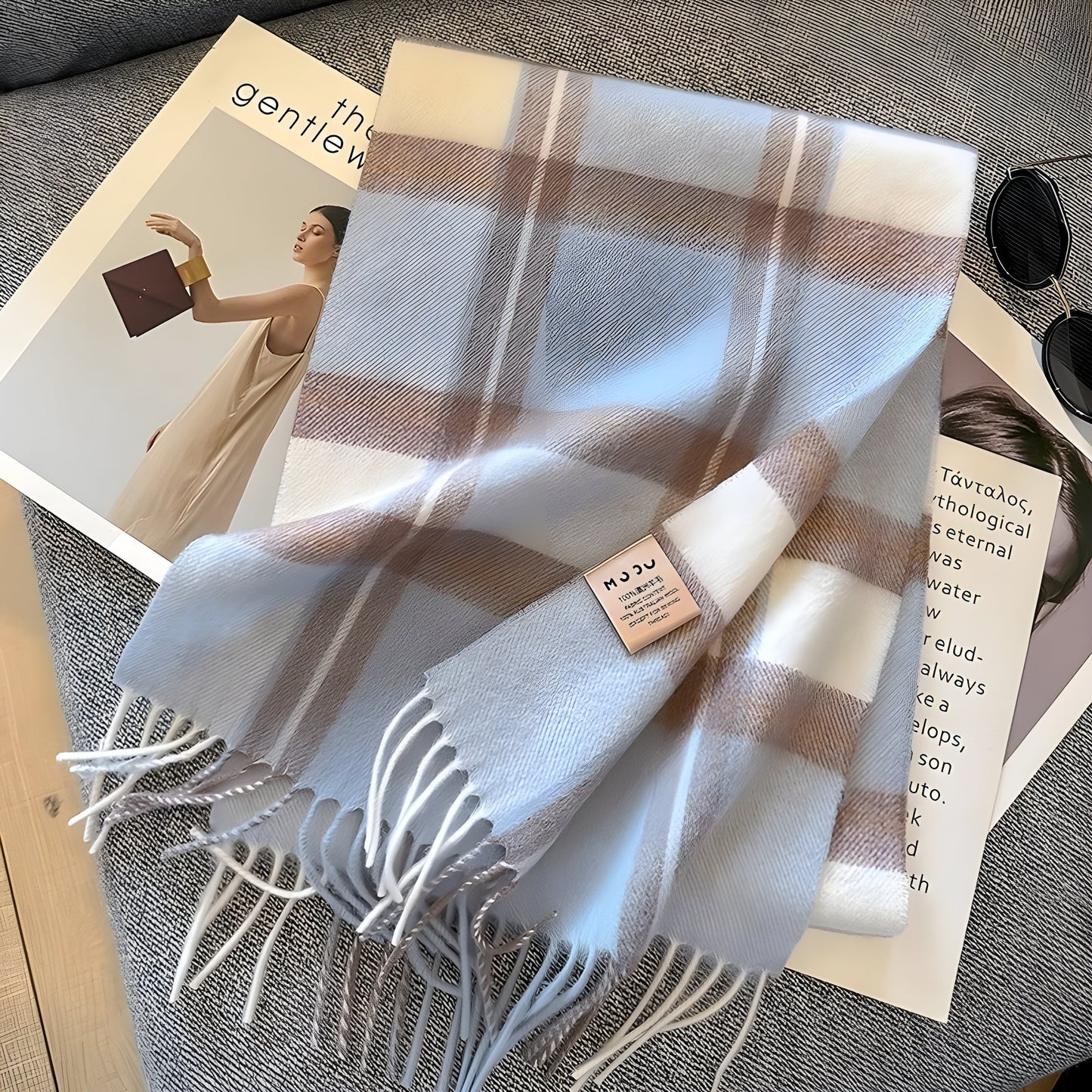 Stylish British Checked Cashmere Women's Winter Scarf - Victoria-R-Nora Luxe