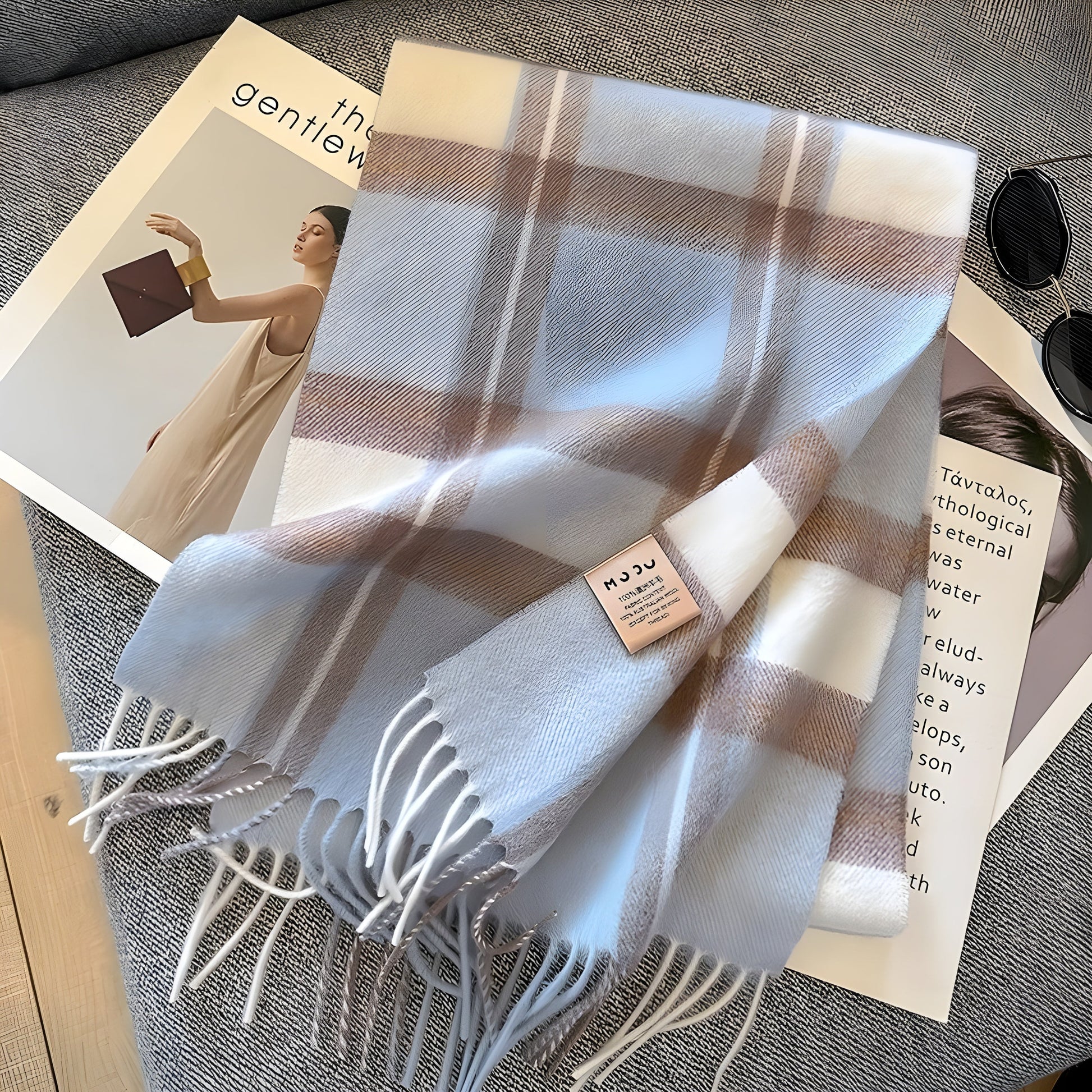 Stylish British Checked Cashmere Women's Winter Scarf - Victoria-R-Nora Luxe