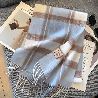 Stylish British Checked Cashmere Women's Winter Scarf - Victoria-R-Nora Luxe