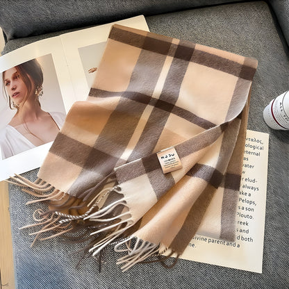 Stylish British Checked Cashmere Women's Winter Scarf - Victoria-S-Nora Luxe