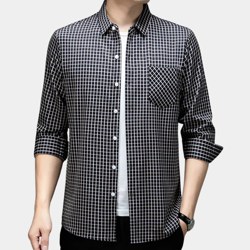 Classic Plaid Mens Dress Shirt - Pexav