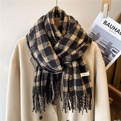 Stylish Checked Women's Scarf - Liora-Black 2-Nora Luxe