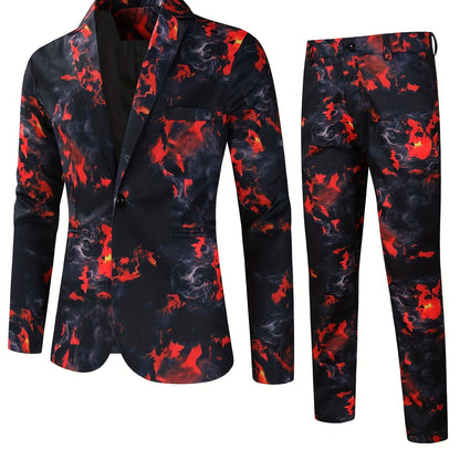 Stylish Colored Suit - Floris-Black Red-M-Nora Luxe