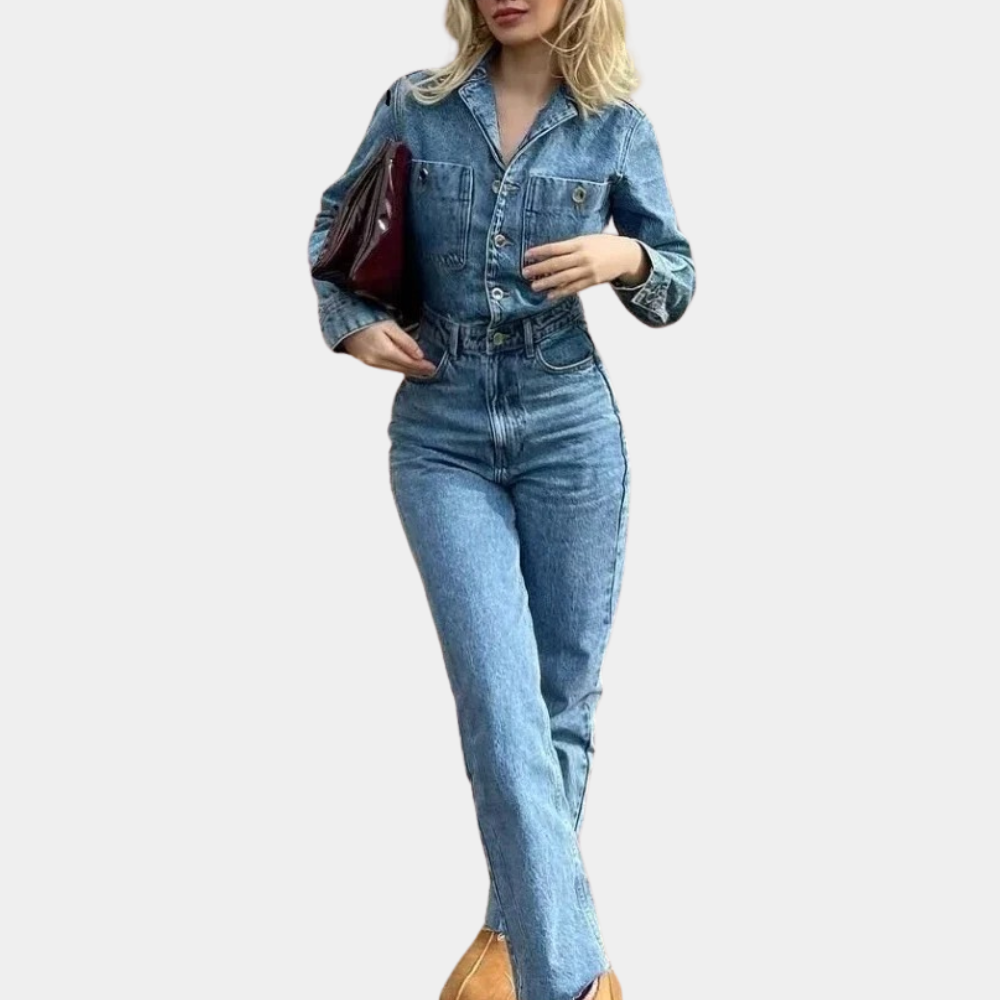 Trendy Blue Denim Romper - Pexav