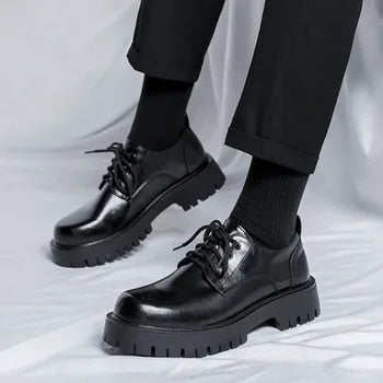 Stylish Derby Shoes with Thick Sole - Ethan-Black-5.5-Nora Luxe