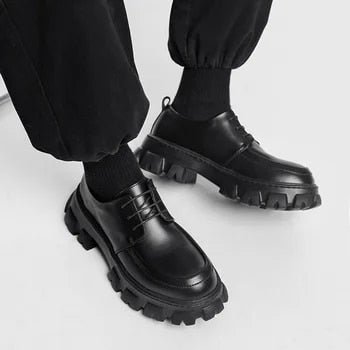 Stylish Derby Shoes with Thick Sole - Ethan-Black-5.5-Nora Luxe