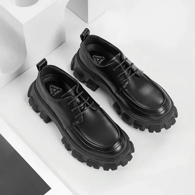 Stylish Derby Shoes with Thick Sole - Ethan-Black-5.5-Nora Luxe