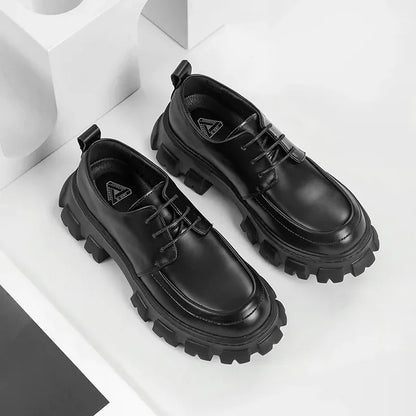 Stylish Derby Shoes with Thick Sole - Ethan-Black-5.5-Nora Luxe