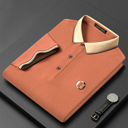 Stylish Embroidered Polo Shirt - Oliver-Orange-S-Nora Luxe