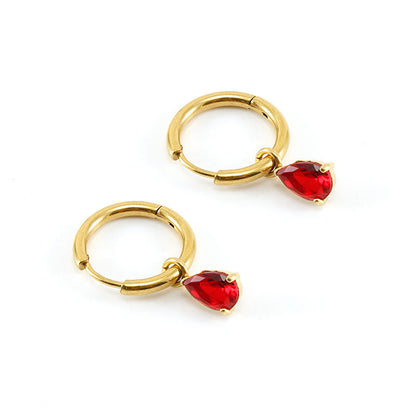 Stylish Garnet Birthstone Jewelry Set - Liora-Earrings-Nora Luxe