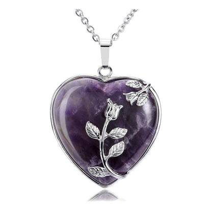 Stylish Heart-Shaped Rose Quartz Necklace - Amara-Amethyst-Nora Luxe
