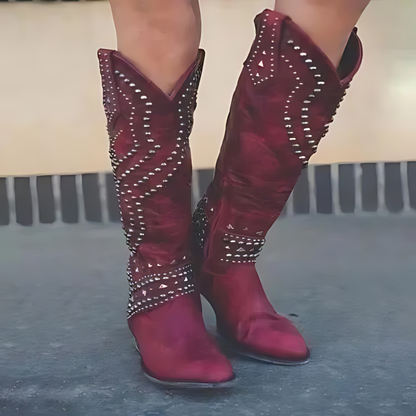 Stylish High Ladies' Boots - Elena-Bordeaux Red-3.0-Nora Luxe