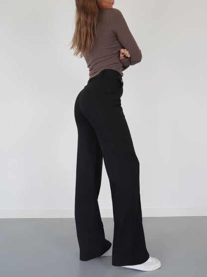 Stylish High-Waisted Trousers - Luna-Black-S-Nora Luxe