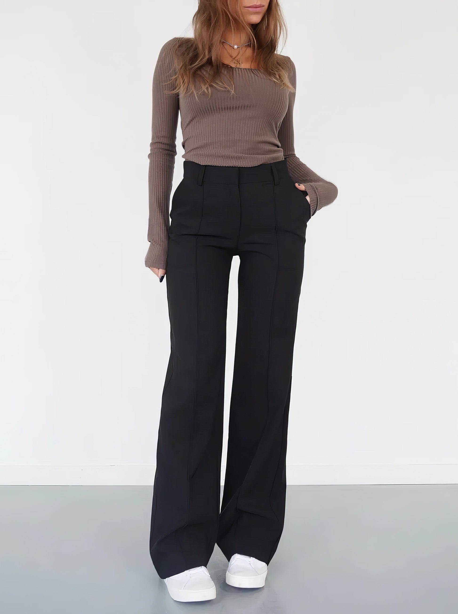 Fashionable Mid-Rise Women's Trousers - Pexav