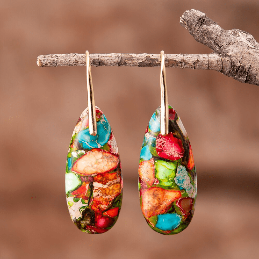 Beautiful Green Stone Dangle Earrings - Pexav