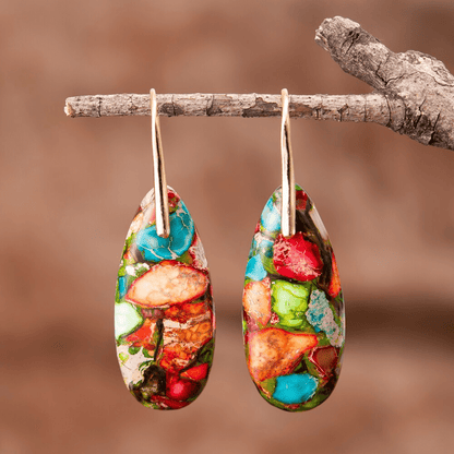 Beautiful Green Stone Dangle Earrings - Pexav