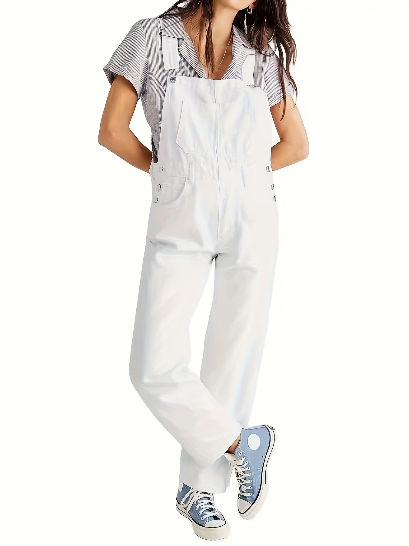 Stylish ladies' denim jumpsuit for everyday wear - CityEase-White-XS-The Livary
