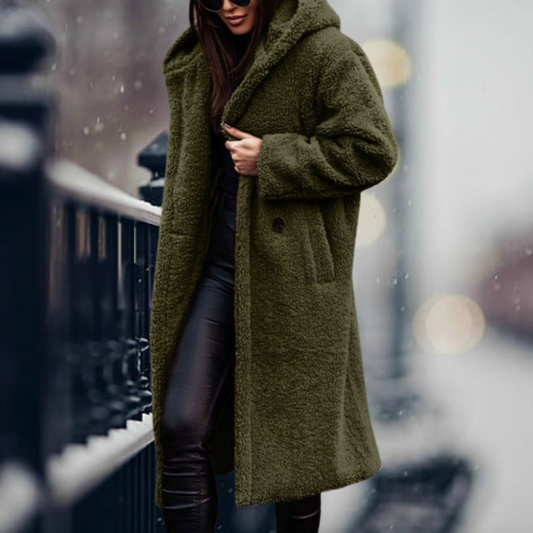 Warm Women's Faux Fur Parka Coat with Hood - Pexav