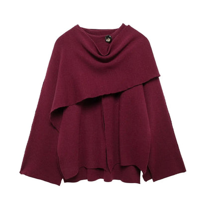 Stylish Ladies Winter Poncho - Ella-Dark blue-S-Nora Luxe