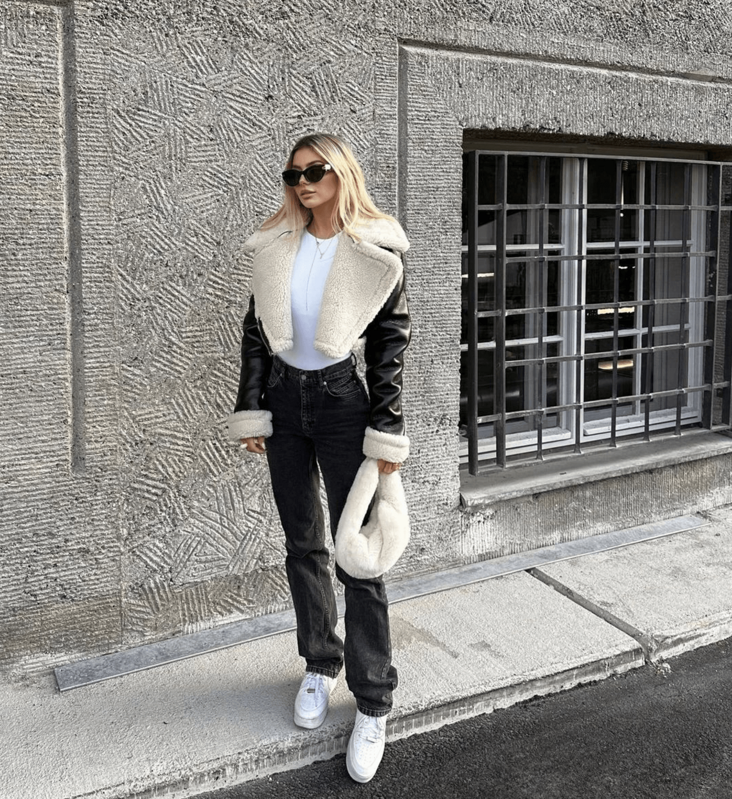 Warm Faux Fur Lined Leather Coat for Women - Pexav