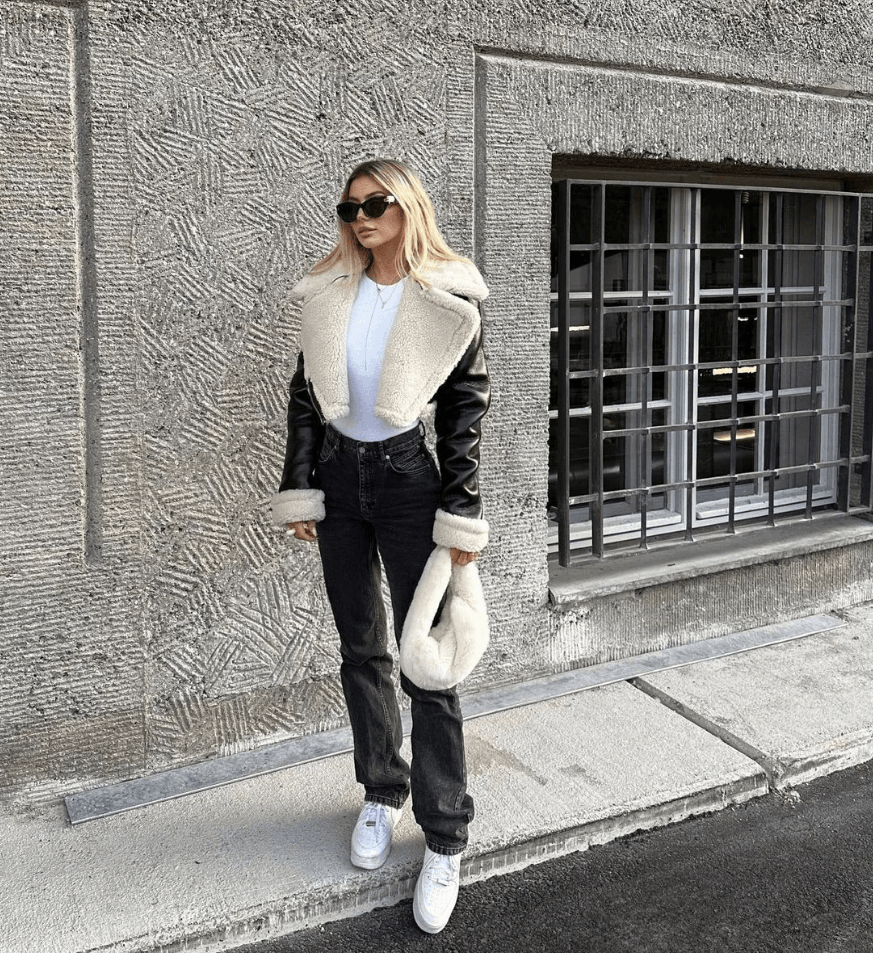 Warm Faux Fur Lined Leather Coat for Women - Pexav