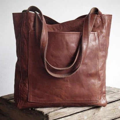 Stylish Leather Ladies Shoulder Bag - Elisa-Dark brown-Nora Luxe
