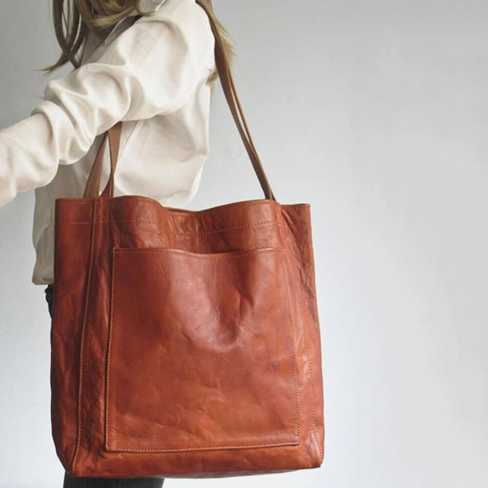 Stylish Leather Ladies Shoulder Bag - Elisa-Light brown-Nora Luxe