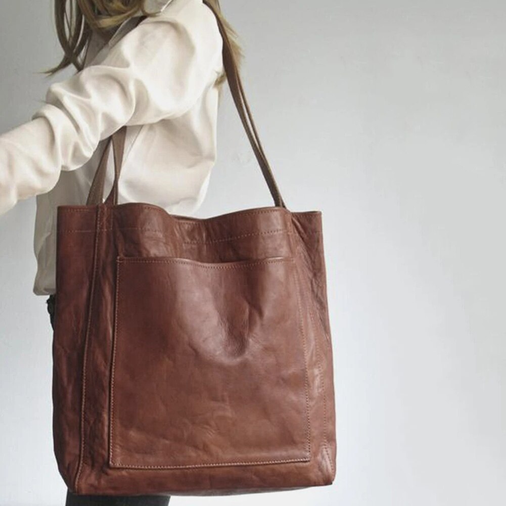 Stylish Leather Ladies Shoulder Bag - Elisa-Light brown-Nora Luxe