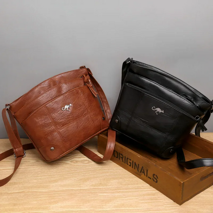 Stylish Leather Ladies Shoulder Bag - Sabrina-Brown-Nora Luxe