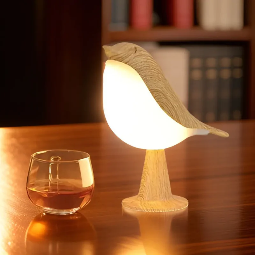 Stylish LED Bird Lamp with Touch Control and Aromatherapy - FeatherGlow-Beige-Nora Luxe