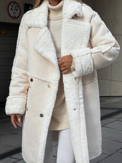Stylish Long Polar Fleece Women's Coat - Ava-Beige-S-Nora Luxe