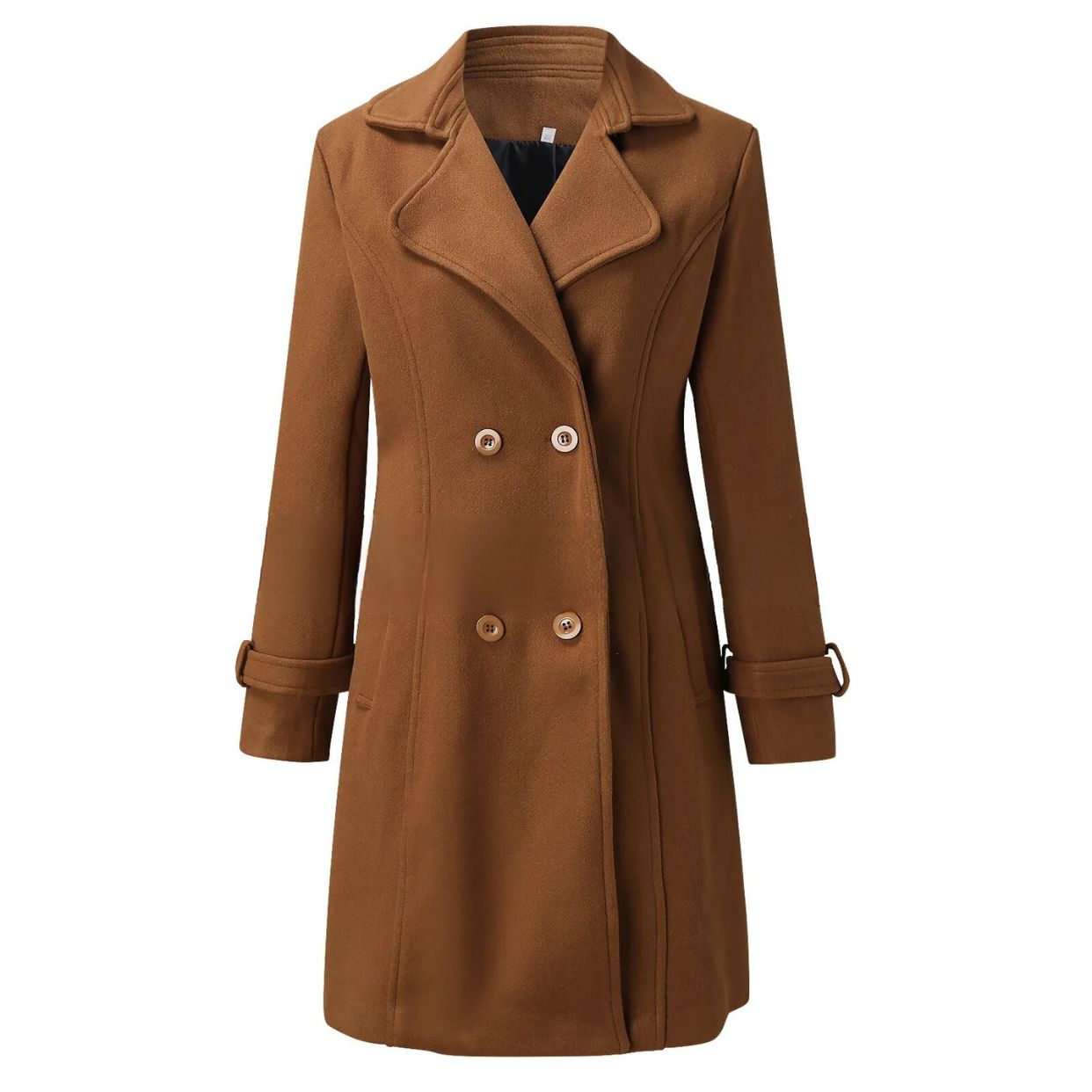 Stylish Long Women's Coat with Turned-down Collar - Valentina-Gray-S-Nora Luxe