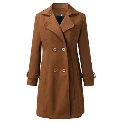 Stylish Long Women's Coat with Turned-down Collar - Valentina-Gray-S-Nora Luxe