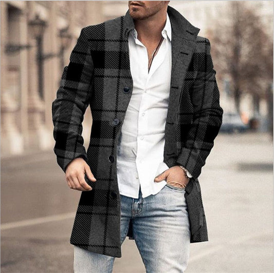 Classic Fit Plaid Mens Winter Coat - Pexav