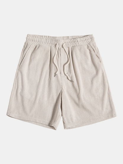 Stylish men's summer set with shirt and cord shorts - SummerCore-Beige-S-The Livary