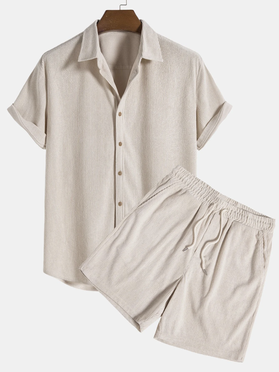 Comfortable Mens Summer Shorts Shirt Set - Pexav
