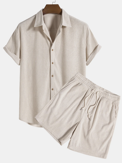 Comfortable Mens Summer Shorts Shirt Set - Pexav