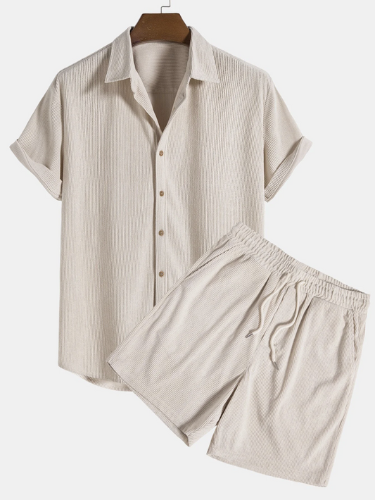 Comfortable Mens Summer Shorts Shirt Set - Pexav