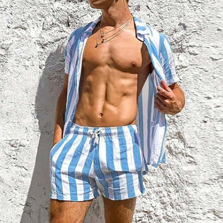 Stylish men's summer set with striped pattern - StripesFresh-Yellow-S-The Livary