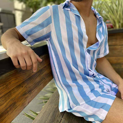 Stylish men's summer set with striped pattern - StripesFresh-Yellow-S-The Livary