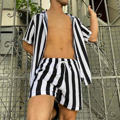 Stylish men's summer set with striped pattern - StripesFresh-Yellow-S-The Livary