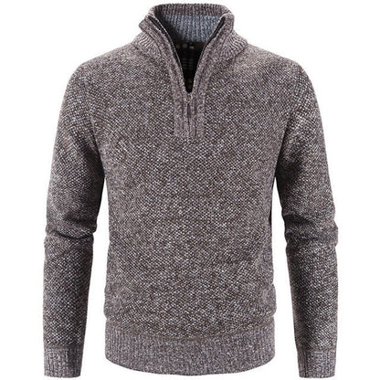 Stylish Men's Sweater with Half Zip - SummitCraft-Brown-M-Nora Luxe