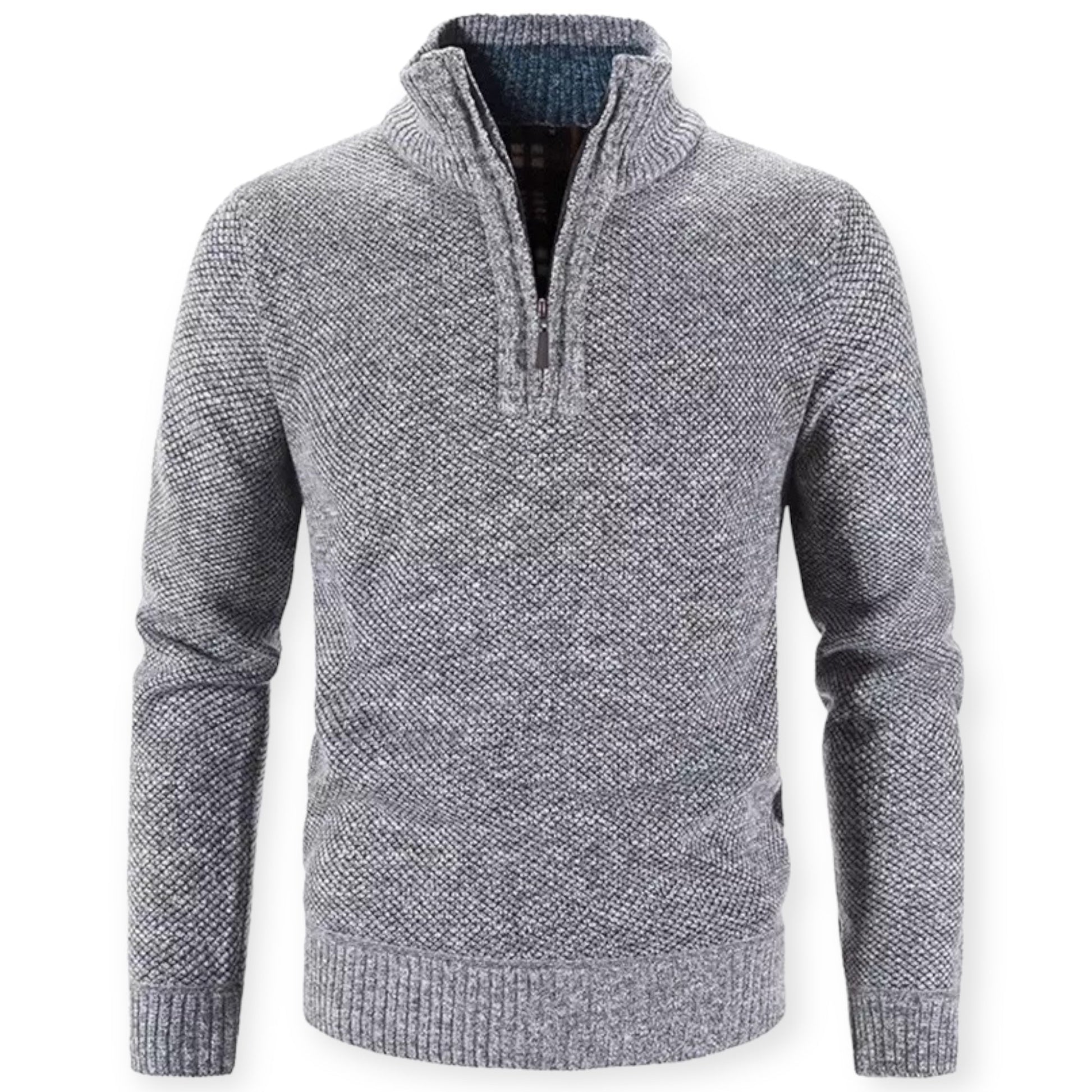 Warm Mens Half Zip Fleece Sweater - Pexav