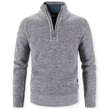 Warm Mens Half Zip Fleece Sweater - Pexav