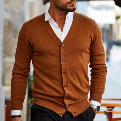 Stylish Men's Waistcoat with V-neck and Button Closure - Lucas-Dark Brown-S-Nora Luxe