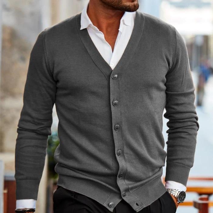 Stylish Men's Waistcoat with V-neck and Button Closure - Lucas-Gray-S-Nora Luxe
